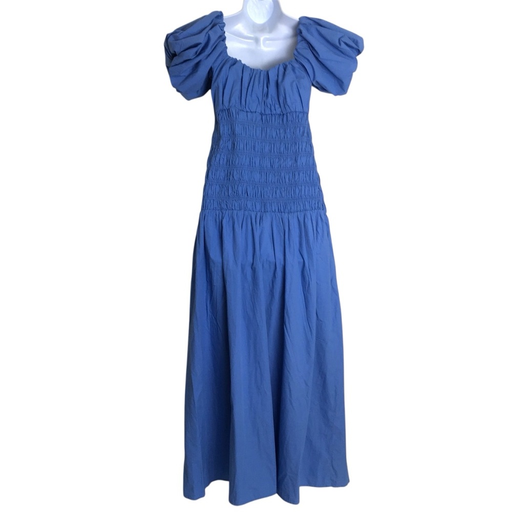 Abercrombie & Fitch Smocked Drop Waist Maxi Dress Puff Sleeve Event Holiday NWT - Picture 7 of 8